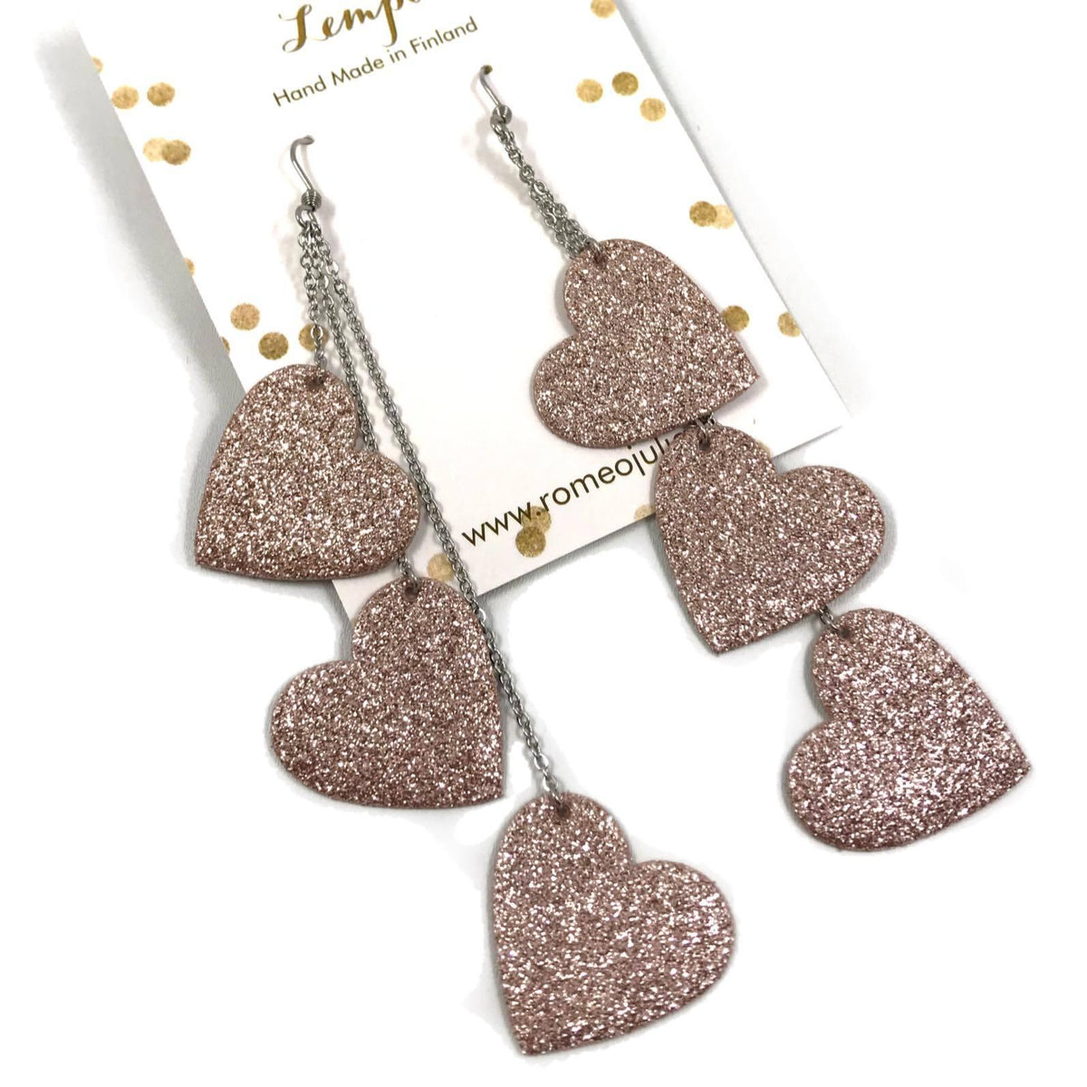 LEMPI earrings, Lempi (three-piece, rose gold glitter)