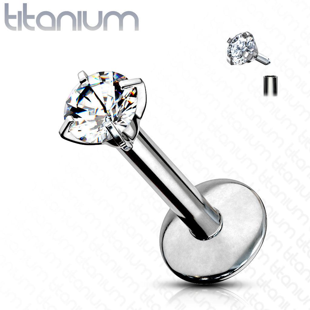 Labret, Titanium Round Mini 2mm CZ