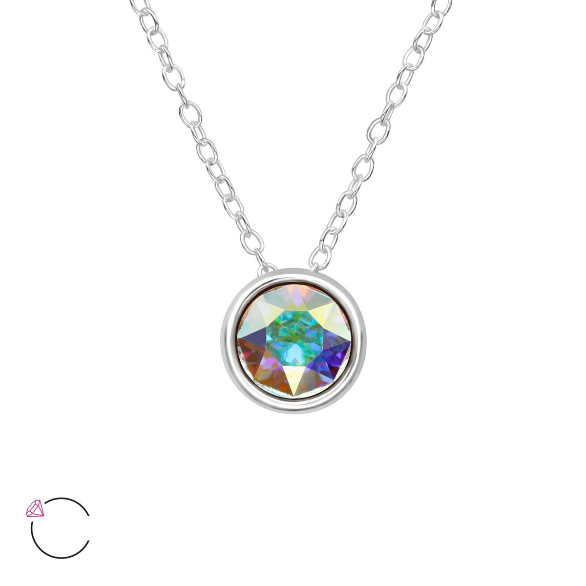 Hopeinen kaulakoru, LA CRYSTALE, Necklace with Crystals