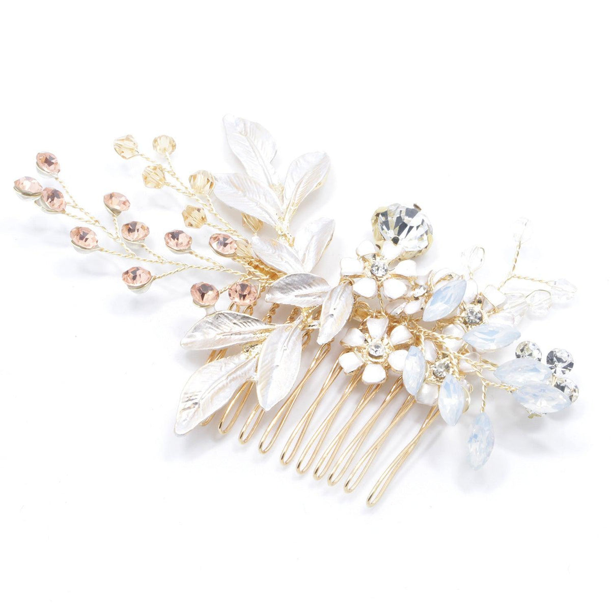 Hair ornament, hair comb/ROMANCE, Pink Champange Flowers in Rosegold