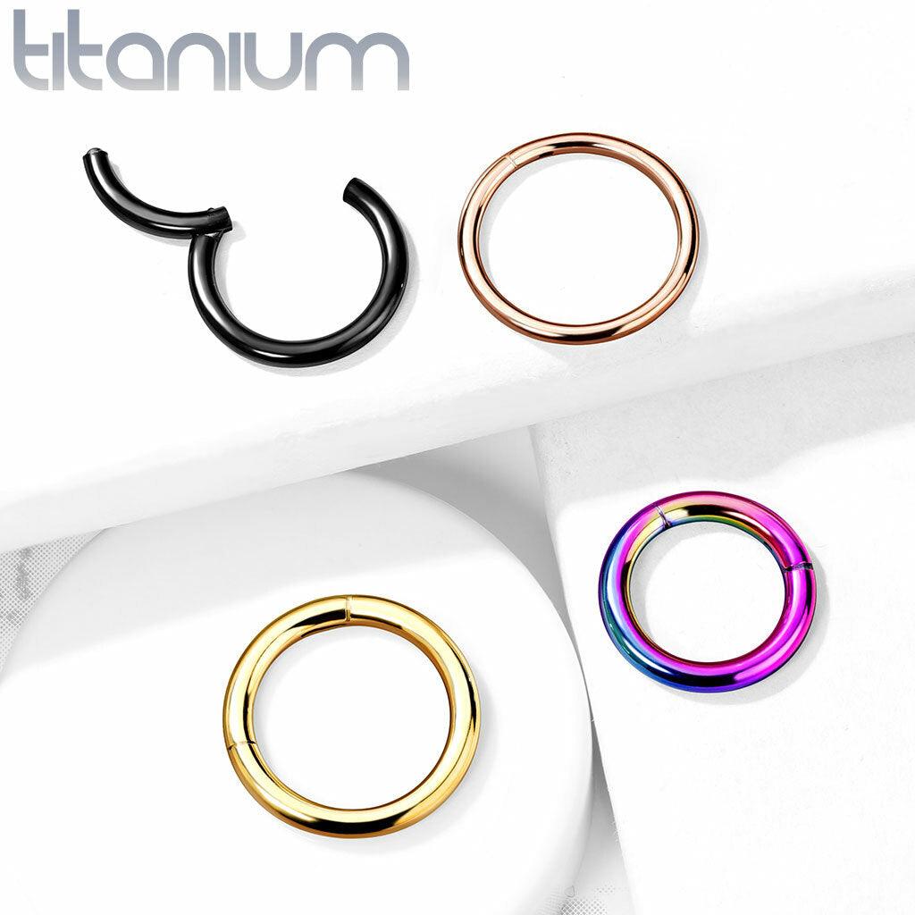 Piercing ring 1.2mm, Hinged Segment Hoop titanium ring (gold)