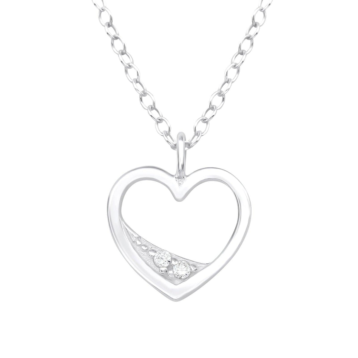 Hopeinen kaulakoru, Elegant Heart with CZ -elegantti sydän