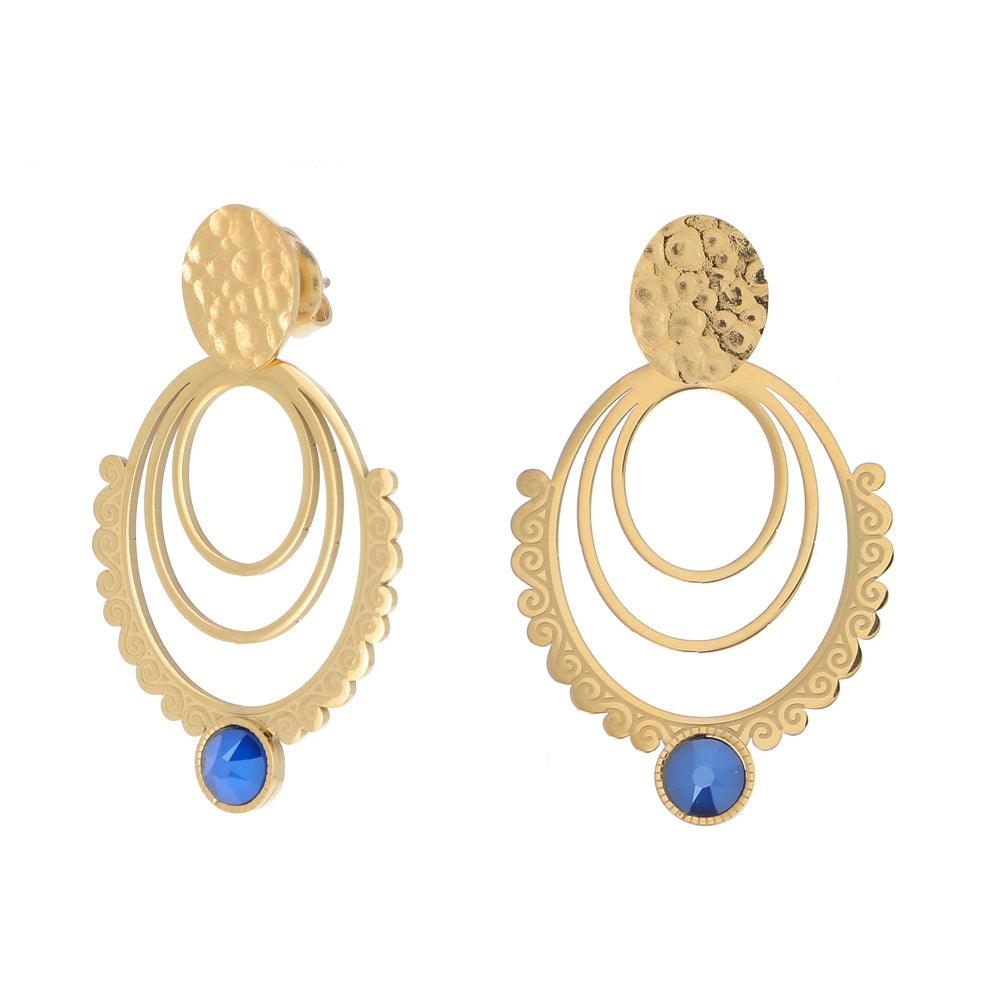 Earrings, BOHM PARIS|Boucles Melina avec Cristal royal blue