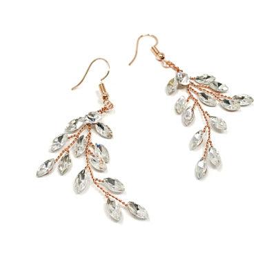 Kristallikorvakorut, ATHENA BRIDAL|Crystal Twine Earrings in rosegold