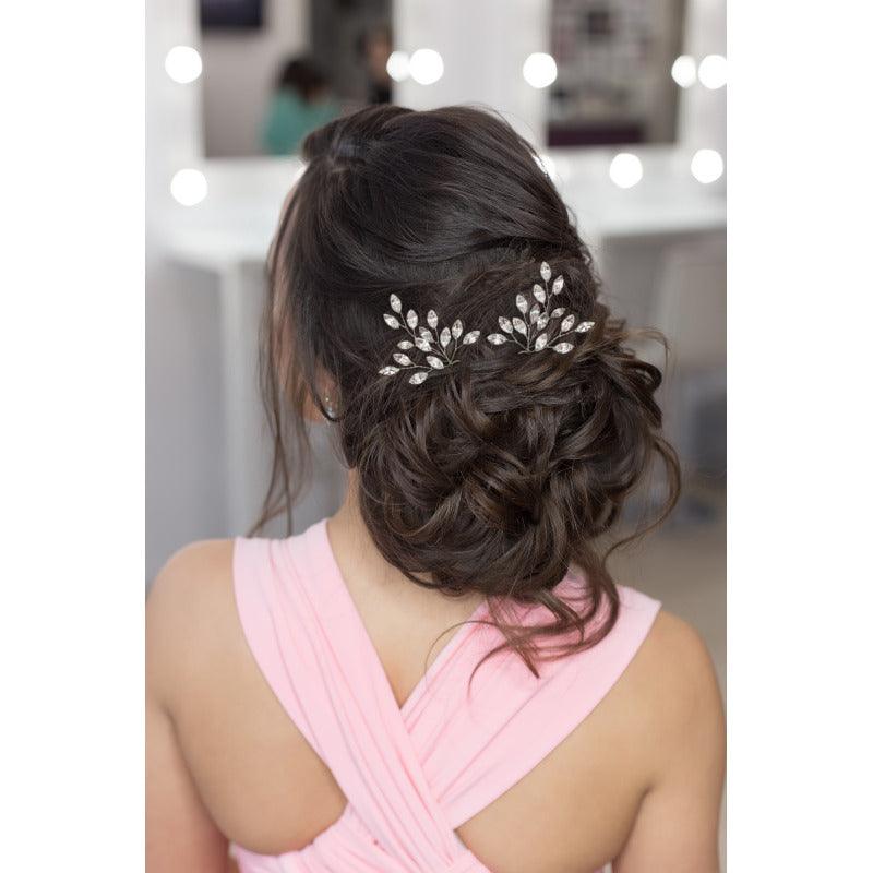 Hairpin, ATHENA BRIDAL|Dainty Pink Hairpin with Crystals