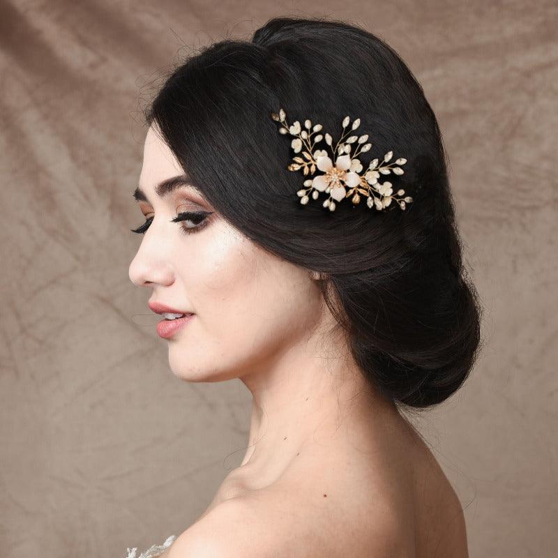 Hair ornament, ATHENA BRIDAL JEWELERY|Gold Flower Headpiece