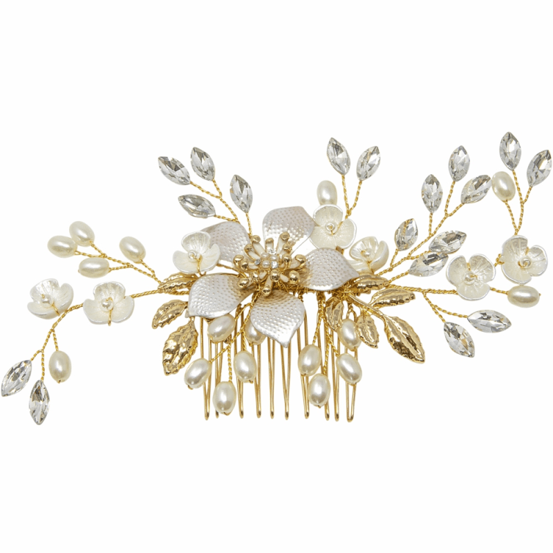 Hair ornament, ATHENA BRIDAL JEWELERY|Gold Flower Headpiece