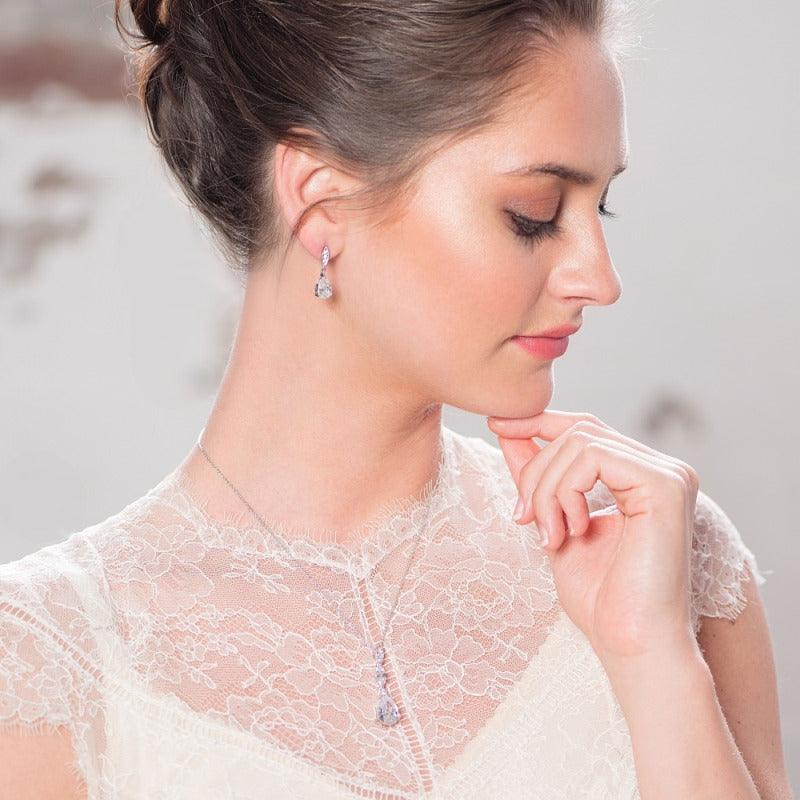 Kristallikorusetti, ATHENA BRIDAL|Classic Rosegold Teardrop Set