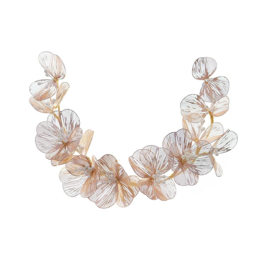 Hiuskoru, köynnös ROMANCE, Modern Rosegold Flower Hairpiece