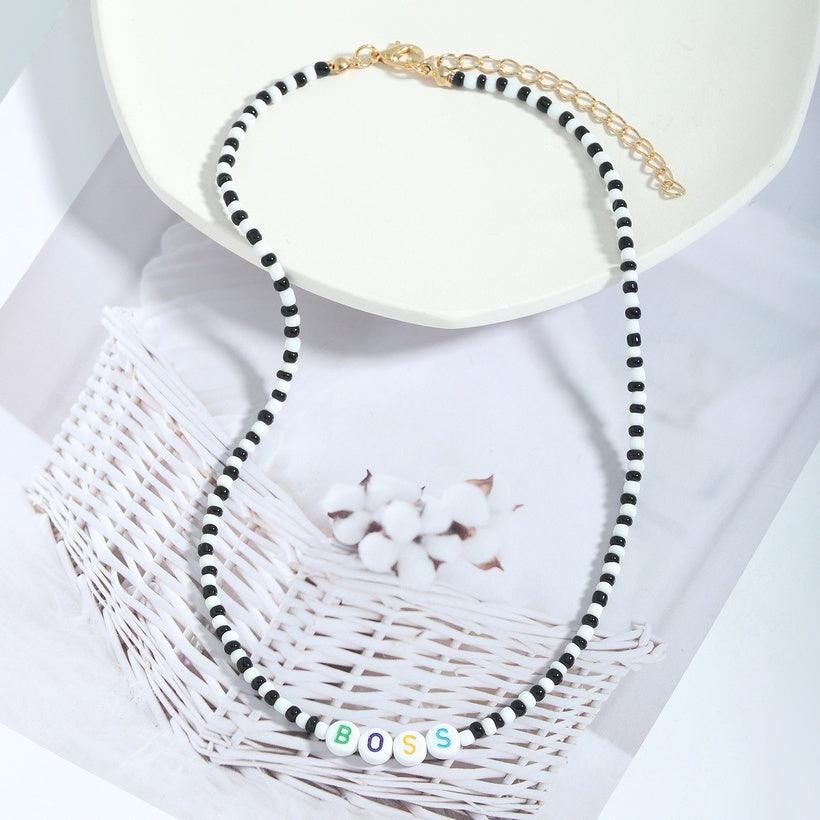 Necklace, FRENCH RIVIERA|Trendy Black & White Boss Necklace