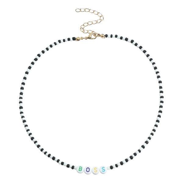 Necklace, FRENCH RIVIERA|Trendy Black & White Boss Necklace