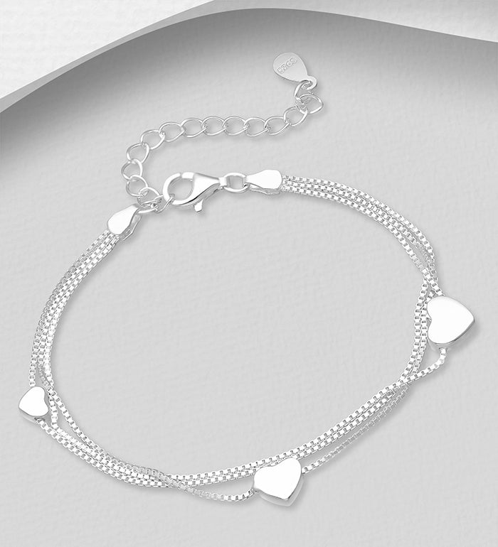 Silver bracelet, PREMIUM COLLECTION|Heart Charm bracelet