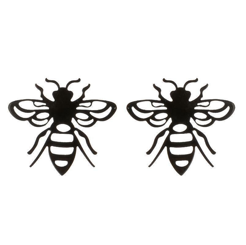 Kirurginteräsnapit, Steel Wasp Earstuds in Black -ampiaisnapit