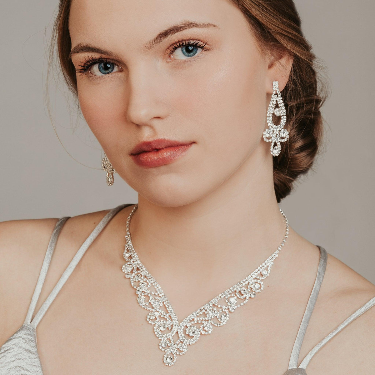 Rhinestone necklace, ROMANCE|Aurora Necklace (also in gold)
