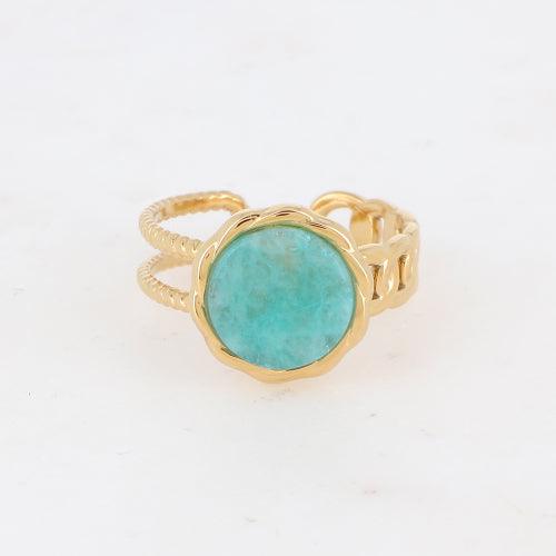 Ring, BOHM PARIS | Bague Luce -dorée avec amazonite