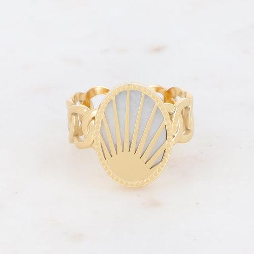 Ring, BOHM PARIS|Bague Ovale -white mother-of-pearl