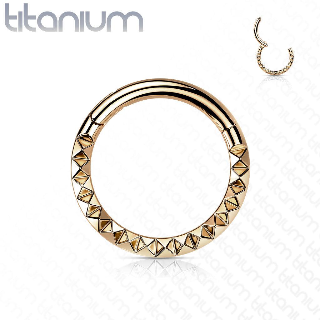 Lävistysrengas 1.2mm, Titanium Front Pyramid Cut Hoop in Rosegold