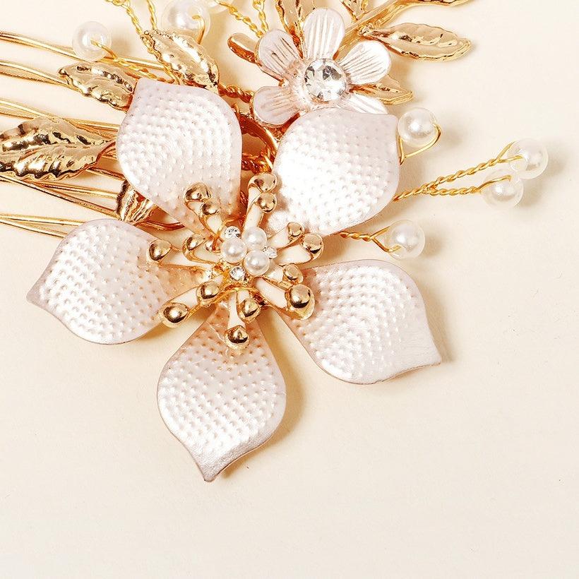 Hair ornament, ROMANCE|Ava - champagne-colored flower hair ornament