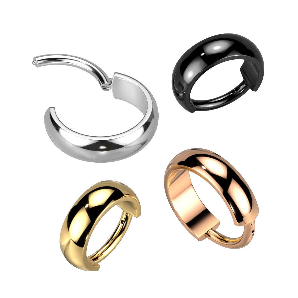 Lävistysrengas 1,2mm, Titaaninen leveä clicker rengas (kulta)