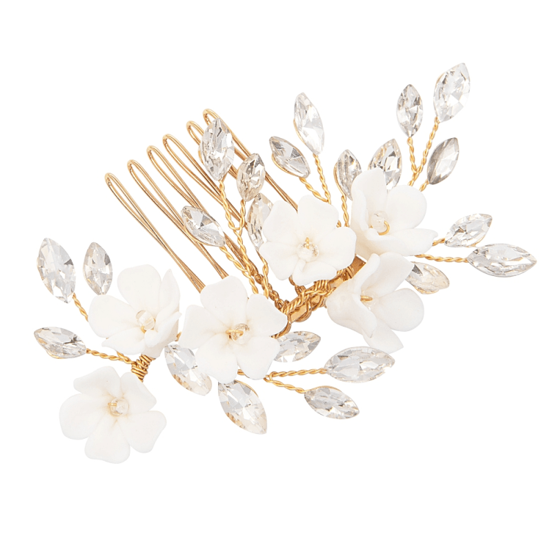 Hair accessory, ATHENA BRIDAL|Floral Beauty Comb -golden flower hair comb