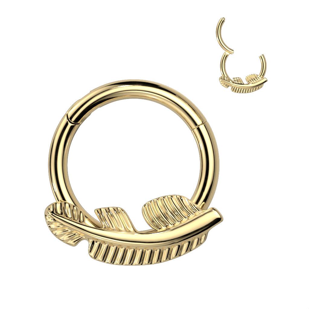 Lävistysrengas, Titanium Gold Hoop -sulkakoristeinen clicker