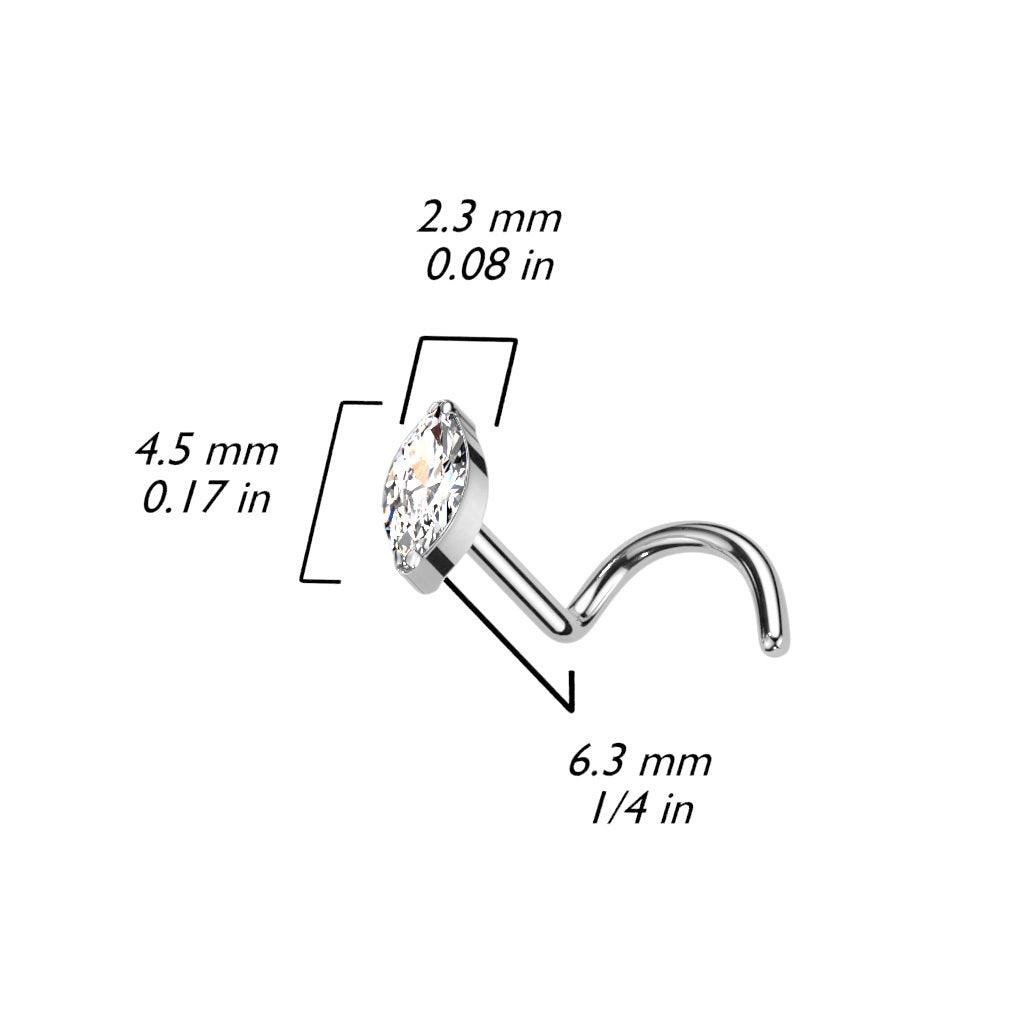 Nenänappi, Titanium Marquise Nose Stud -titaaninen nenänappi (hopea)