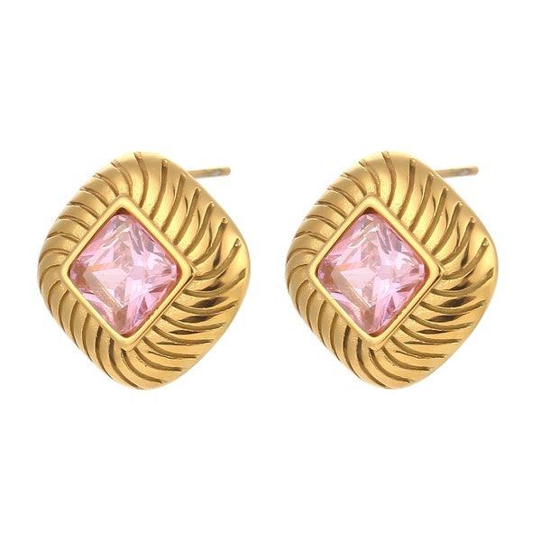 FRENCH RIVIERA|Norah Earrings - pink surgical steel studs