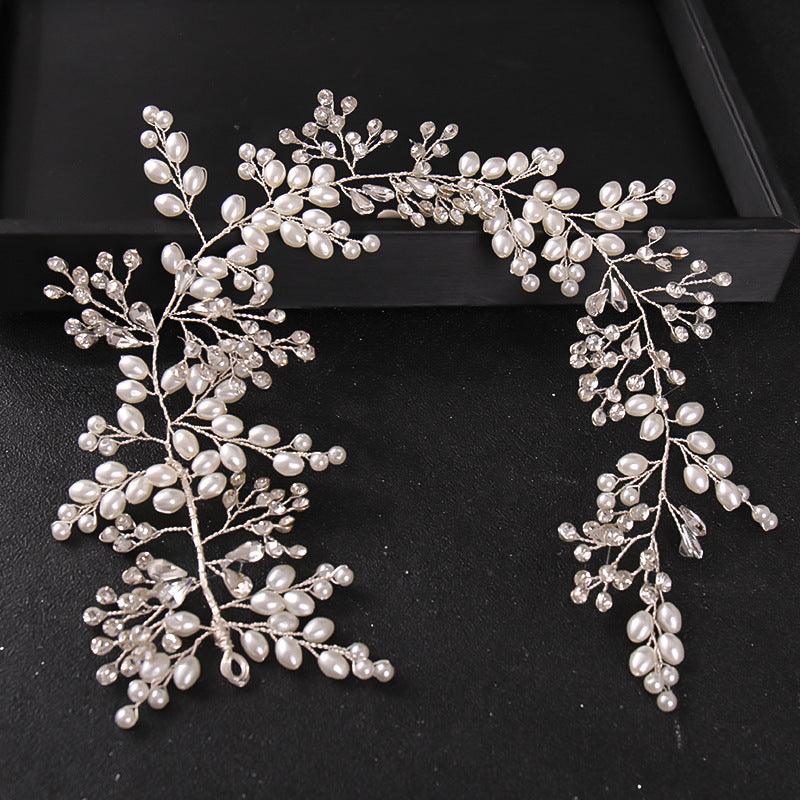 Hair ornament|ROMANCE, Livia -silver-colored hair garland with pearls