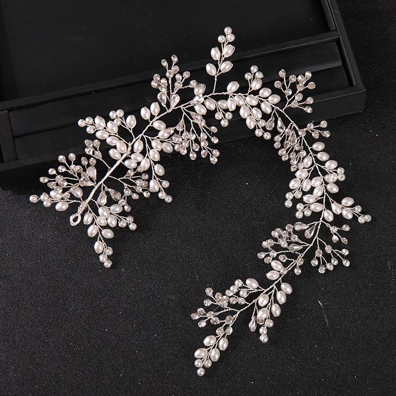 Hair ornament|ROMANCE, Livia -silver-colored hair garland with pearls