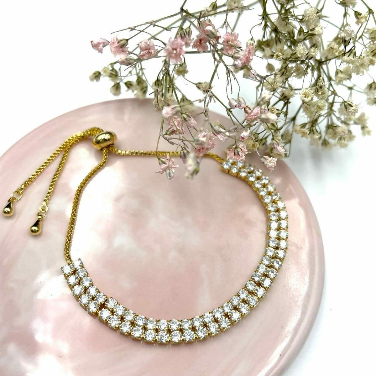 Bracelet, FRENCH RIVIERA|Classic Bracelet - rhinestone bracelet (gold)