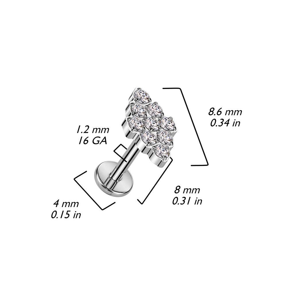 Titaani rustokoru/traguskoru, Diamond CZ -kivellinen labret (kulta)