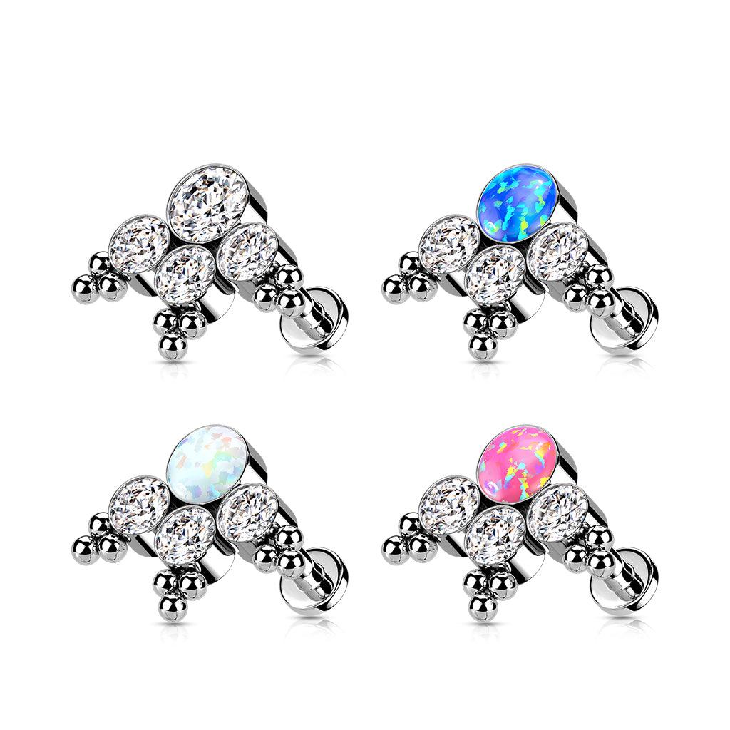 Titaani rustokoru/traguskoru, Opal Cluster -labret (pink)
