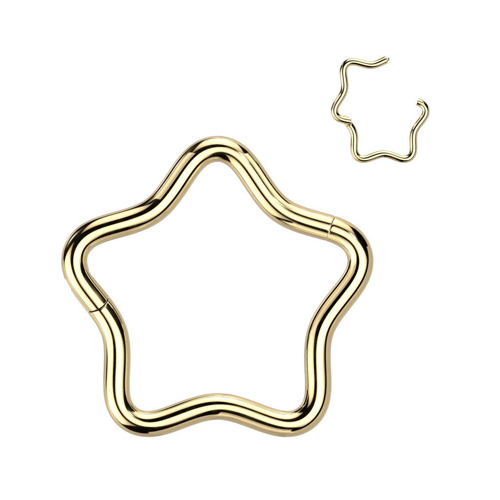 Lävistysrengas, Titanium Star Hoop in Gold -titaaninen tähti clicker