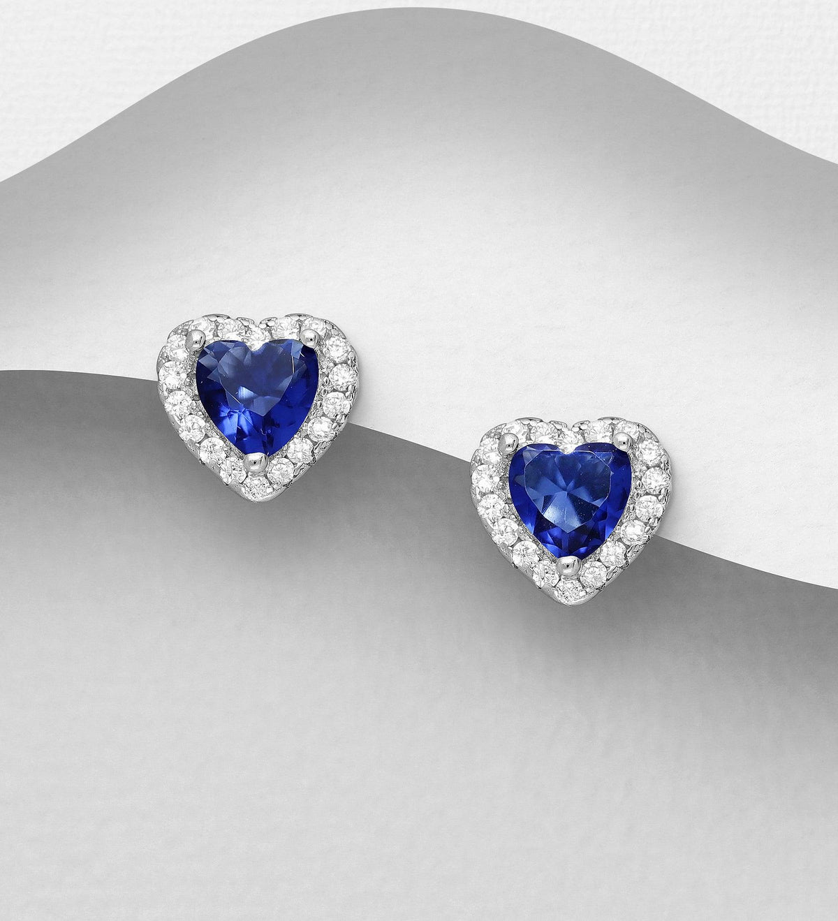 PREMIUM COLLECTION|Olivia silver blue heart earrings