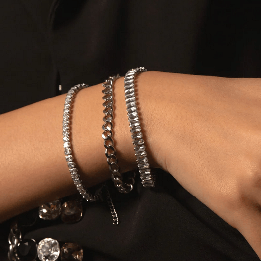 Bracelet, BOHM PARIS|Bracelet Deannille Rhodium clear bracelet