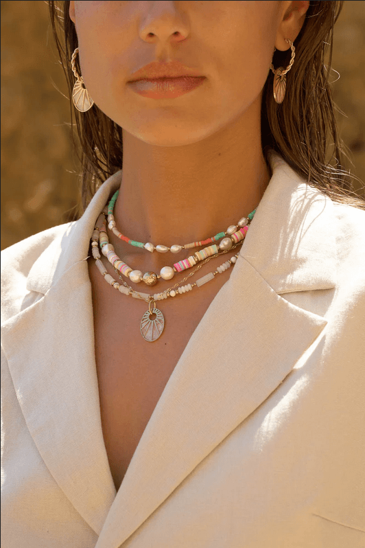 BOHM PARIS|Collier Evana - blue-toned summer jewelry with freshwater pearls