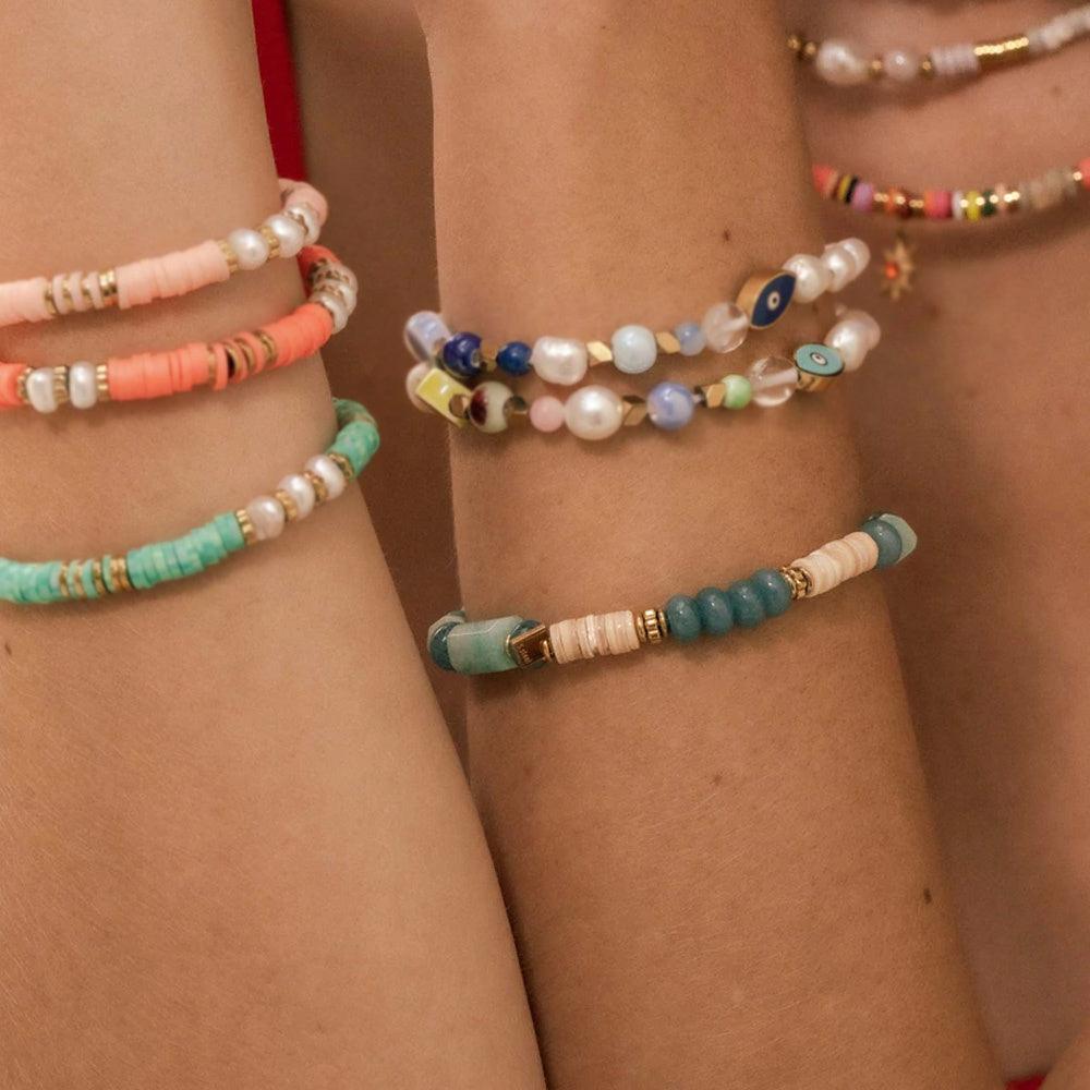 BOHM PARIS | Bracelet Taïssia -vihreä jaspis luonnonkivirannekoru