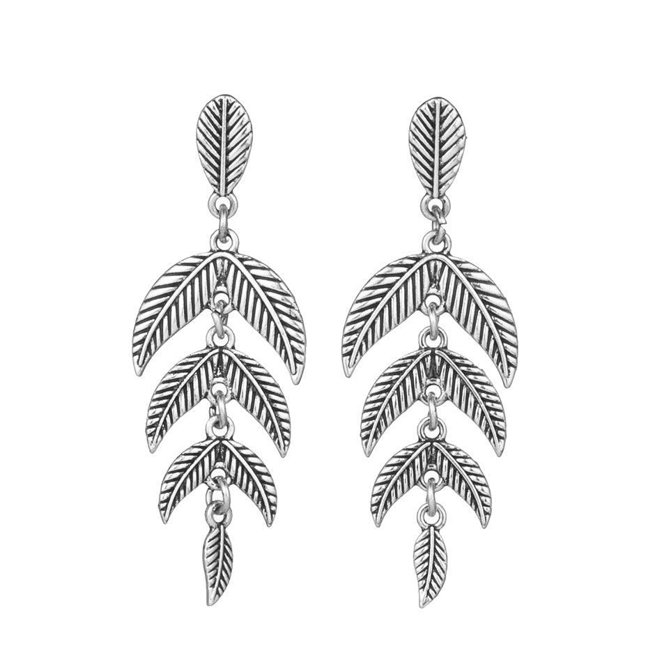 FRENCH RIVIERA|Feather -boheemit antiikkihopea sulkakorvakorut