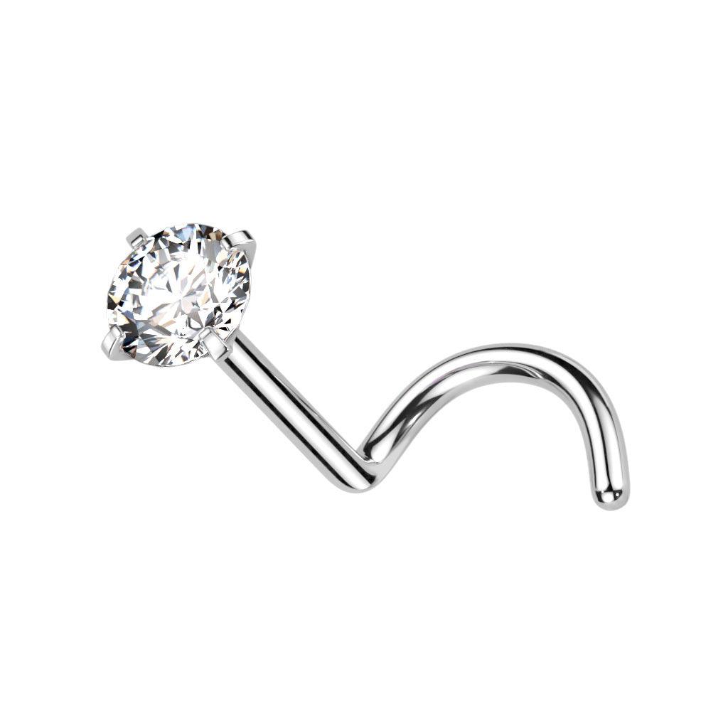 Nenänappi 1mm, Titanium 3mm CZ Stud -titaaninen nenäkoru
