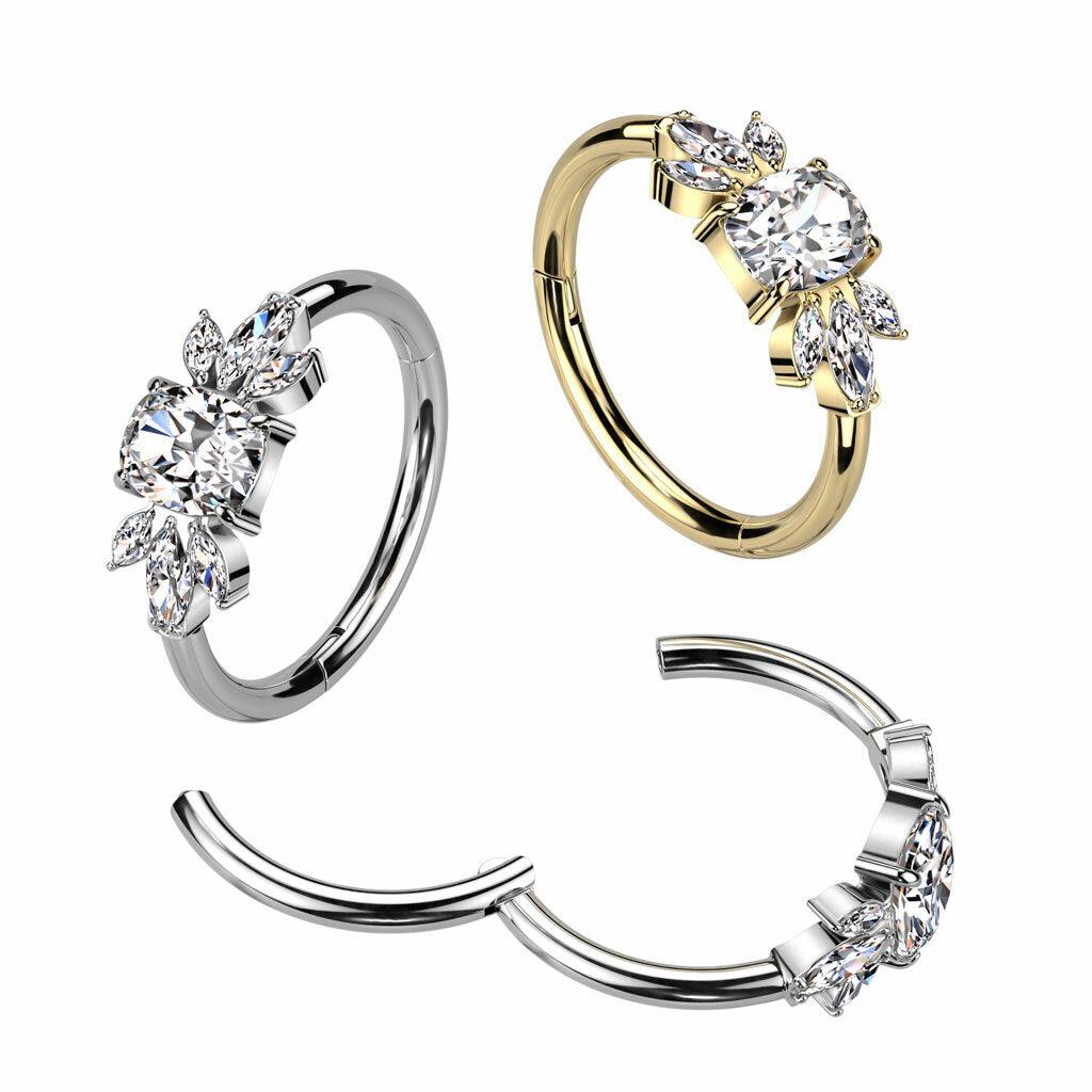 Lävistysrengas 1,2mm, Gold Titanium Crystal Hoop -titaaninen clicker