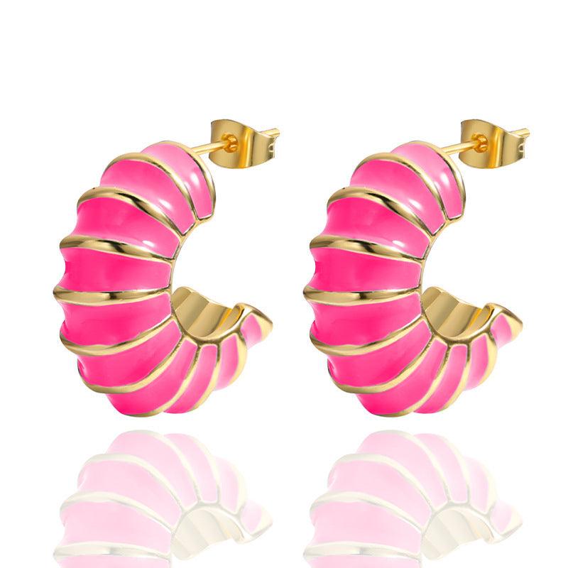 FRENCH RIVIERA|Elle surgical steel rings with pink accents