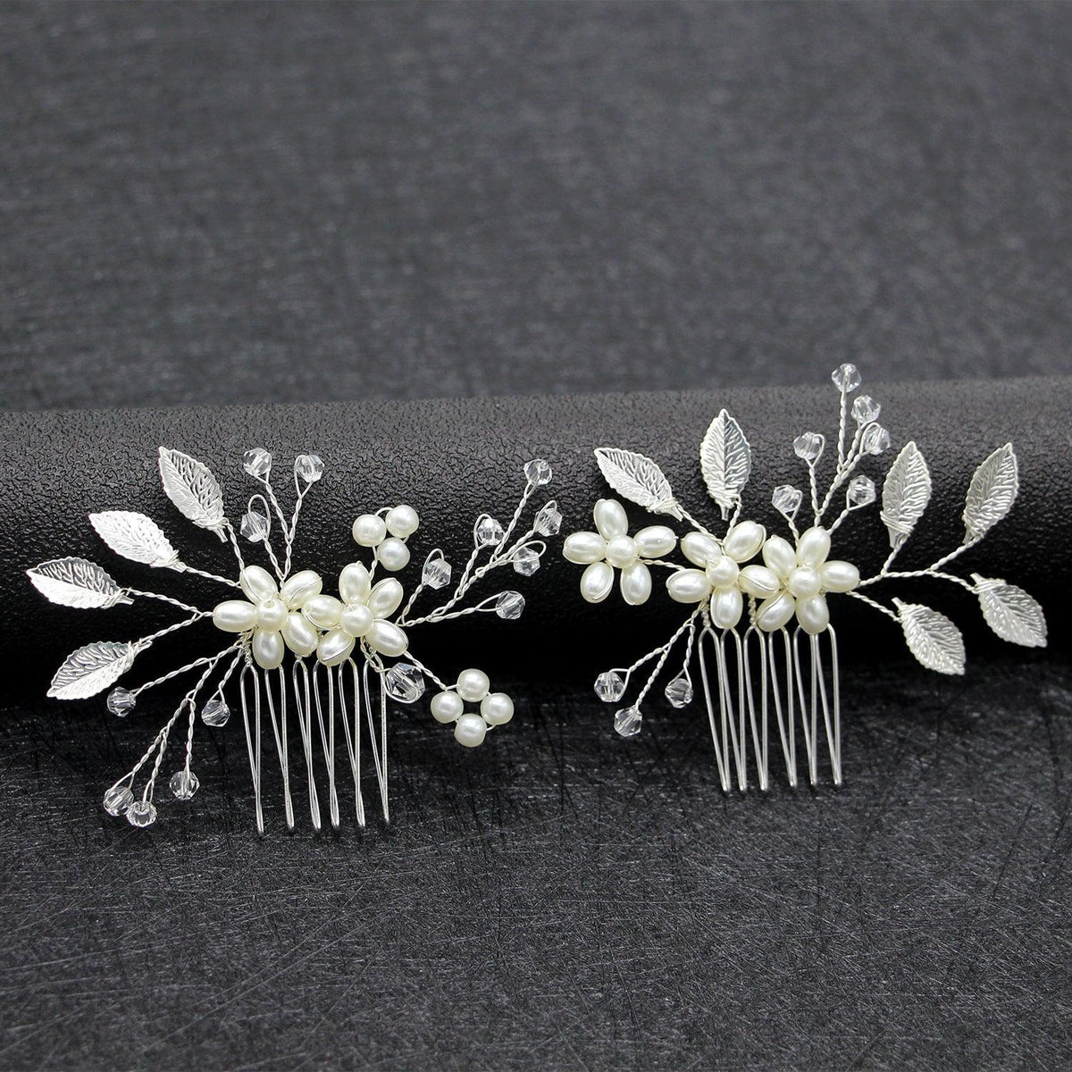 Hair jewelry set, ROMANCE|Milly pearl flower bun decoration kit (silver)