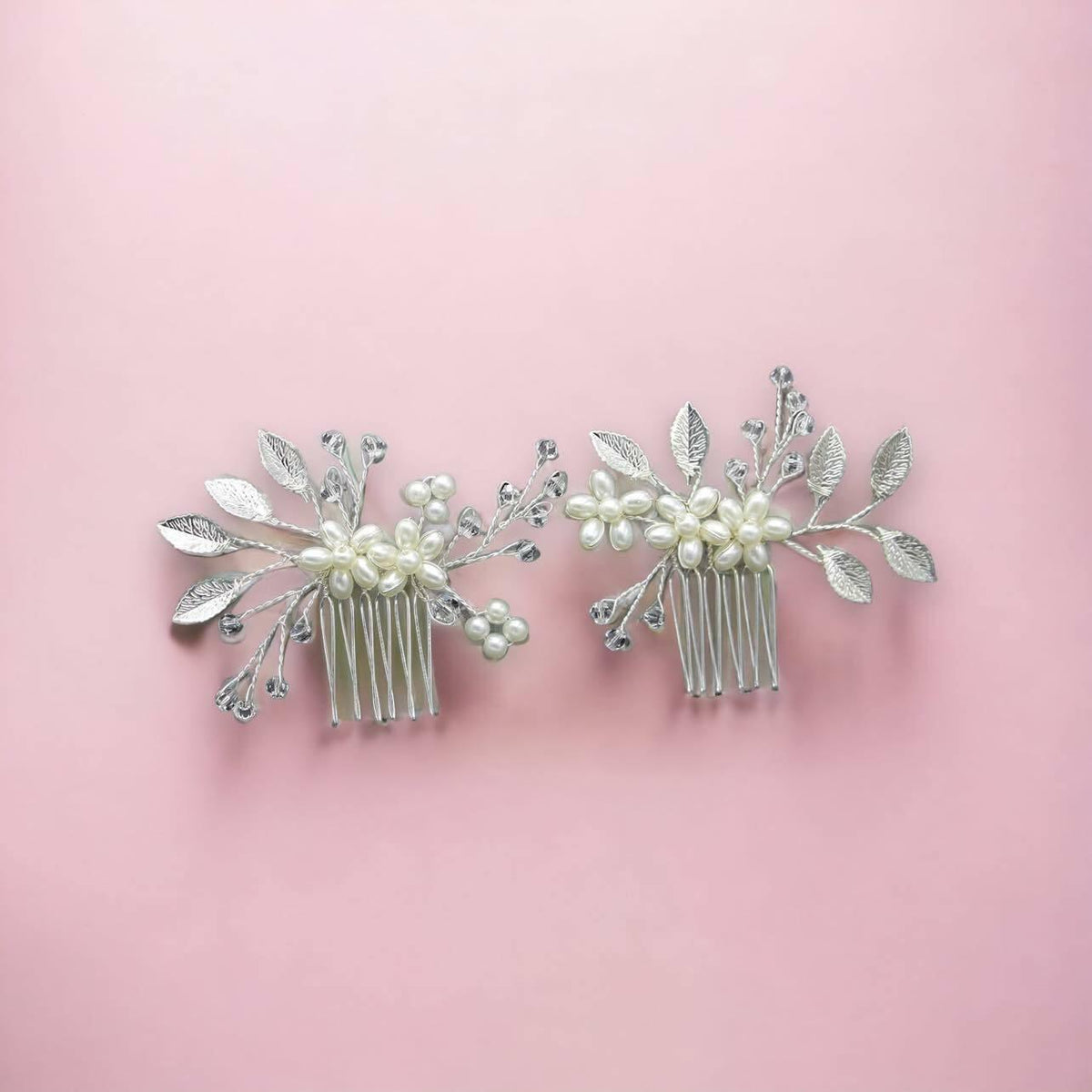 Hair jewelry set, ROMANCE|Milly pearl flower bun decoration kit (silver)