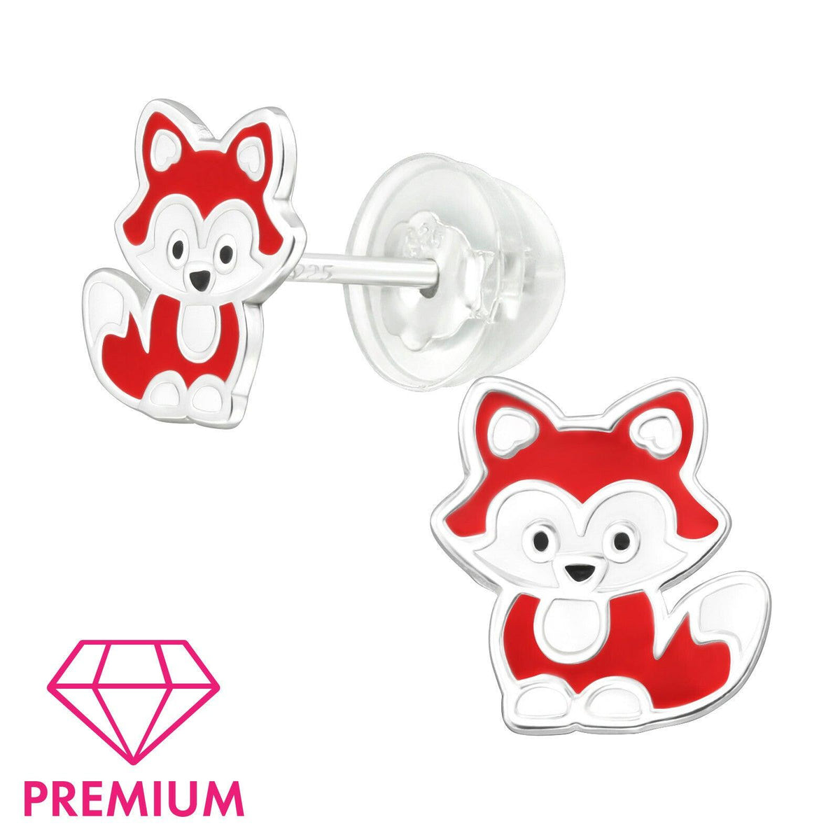 Children's premium silver studs, Small Fox earrings