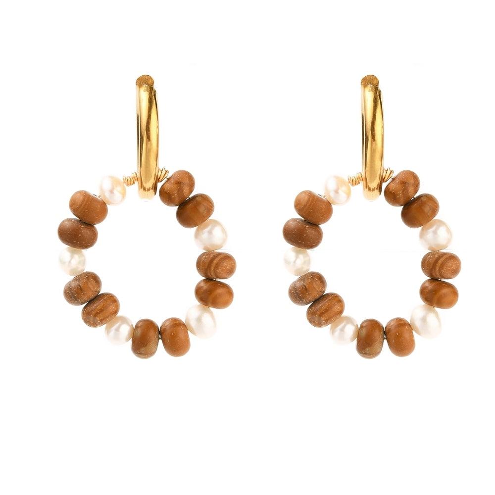 FRENCH RIVIERA|Harlow surgical steel 2 in 1 rings with wooden beads