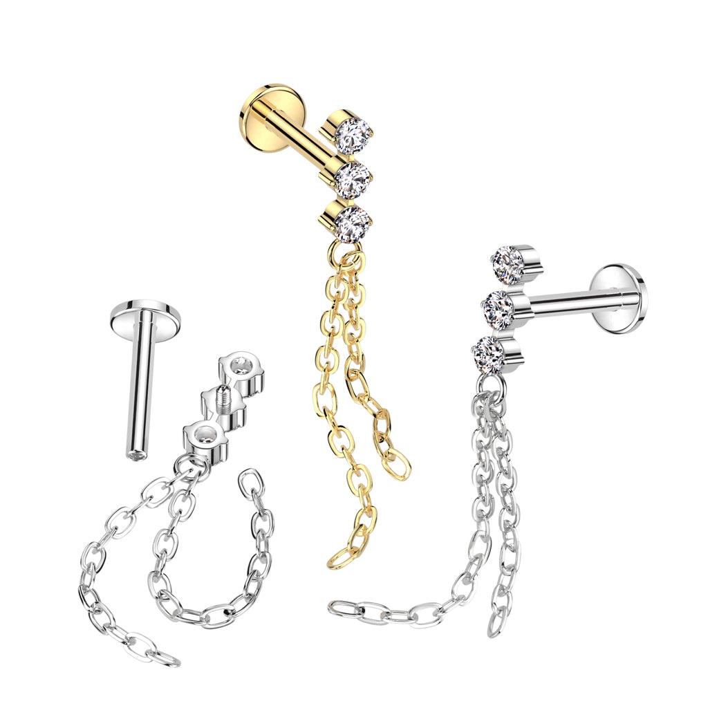 Rustokoru/traguskoru, CZ Chain Dangle -titaaninen labret