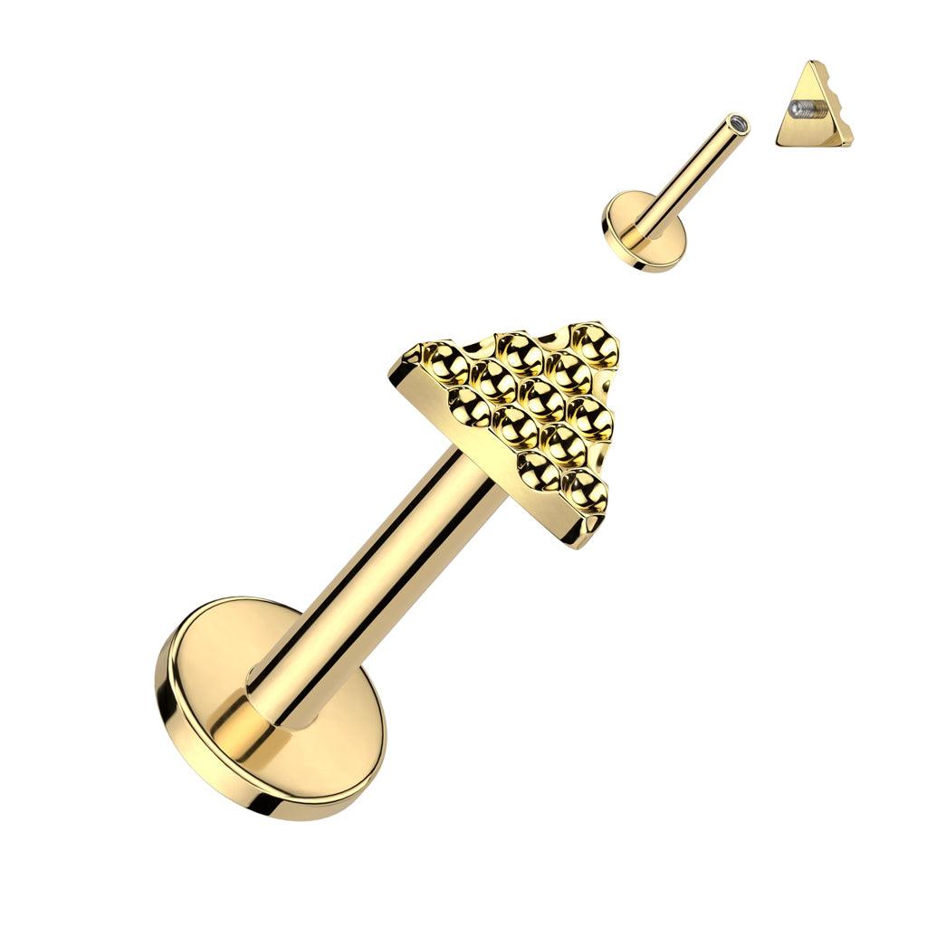 Rustokoru/traguskoru, Diamond Cut Triangle in Gold -titaaninen labret