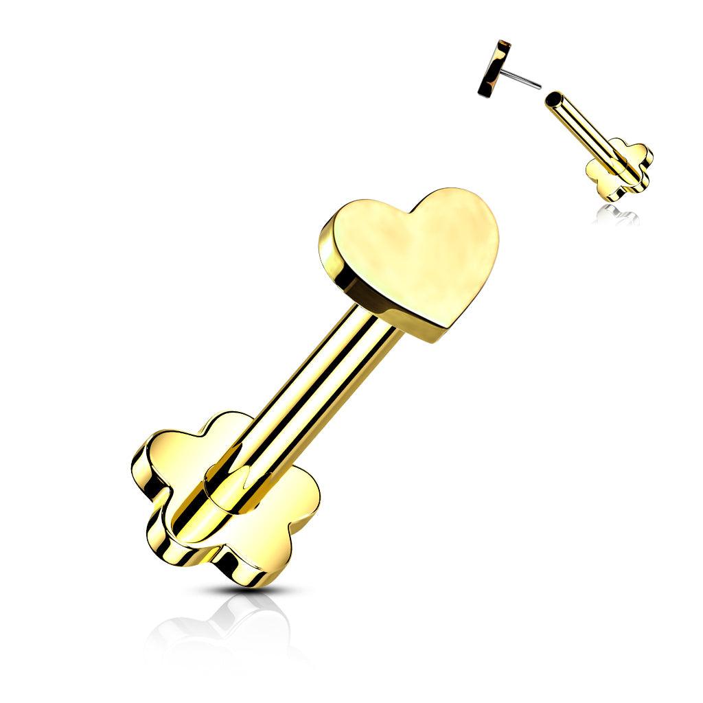 Titaani rustokoru/traguskoru, Push In Heart 2 in 1 -labret (kulta)