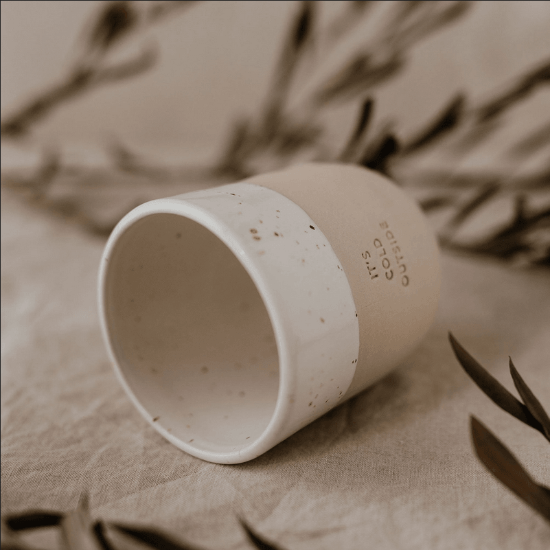 Mug, It's Cold Outside Mug - handmade rimless text mug