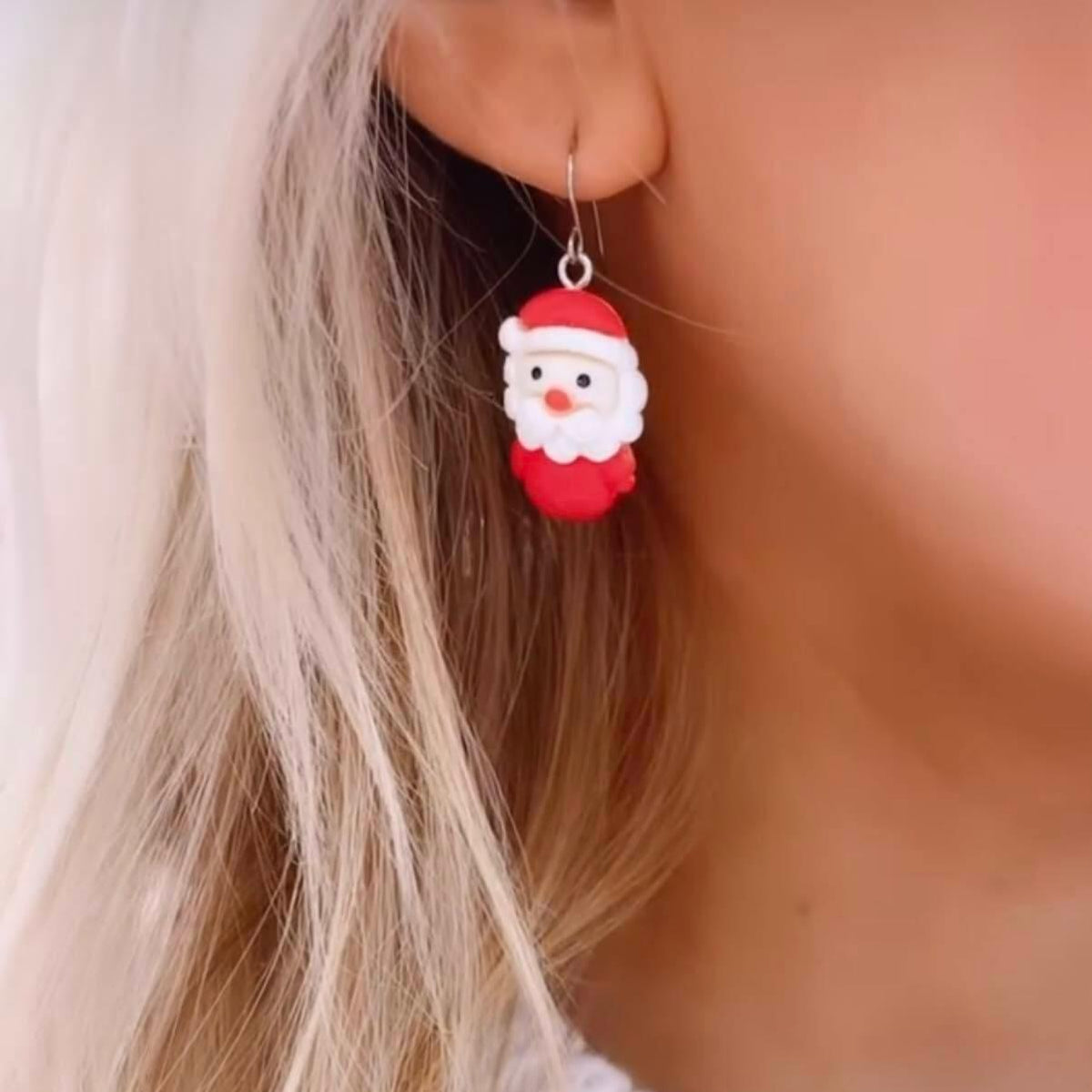 Christmas earrings, Little Santa - cute Santa Claus earrings